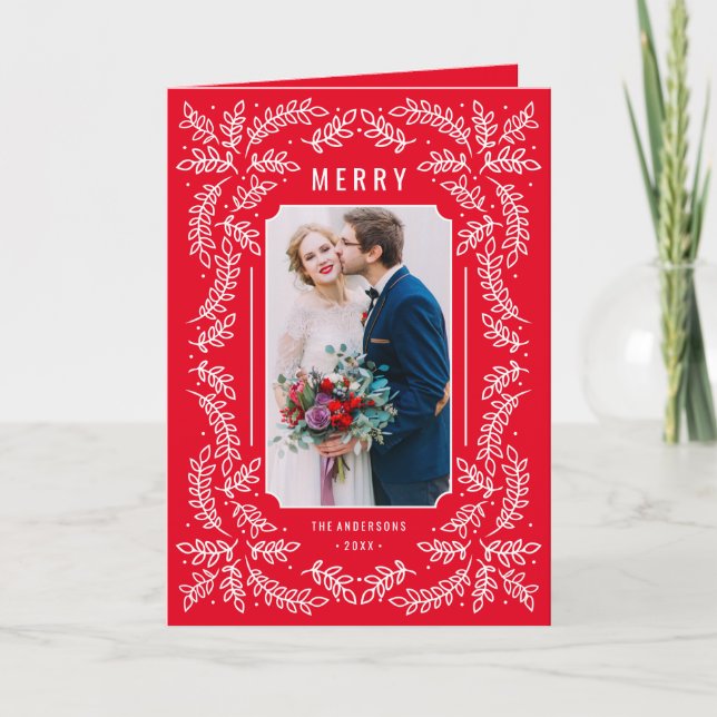 Delicate Branches Folded Holiday Greeting Card (Front)