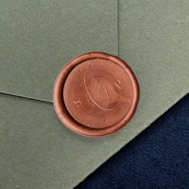Delicate Bride and Groom Initials Monogram Wedding Wax Seal Sticker (Creator Uploaded)