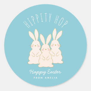 Delicate Bunnies Personalized Easter Classic Round Sticker