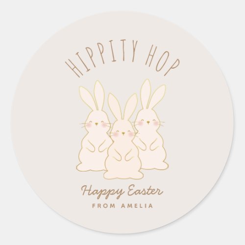 Delicate Bunnies Personalized Easter Classic Round Sticker