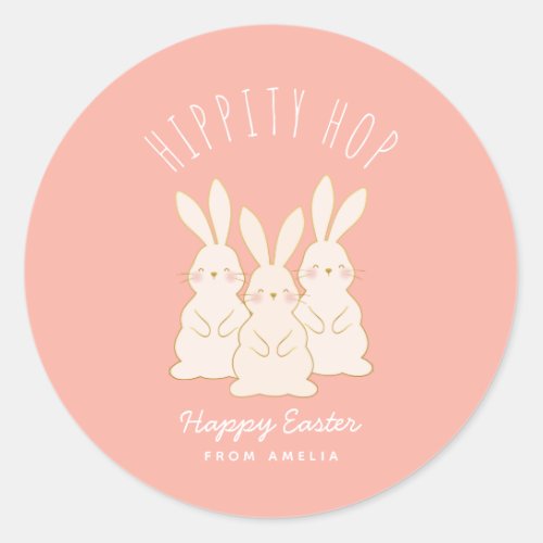 Delicate Bunnies Personalized Easter Classic Round Sticker