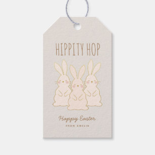 Delicate Bunnies Personalized Easter Gift Tag