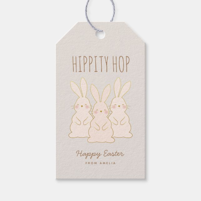 Delicate Bunnies Personalized Easter Gift Tag (Front)