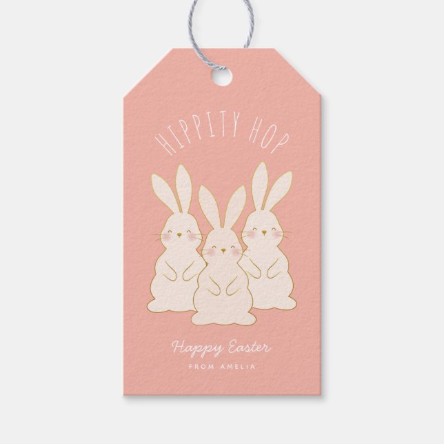 Delicate Bunnies Personalized Easter Gift Tag (Front)