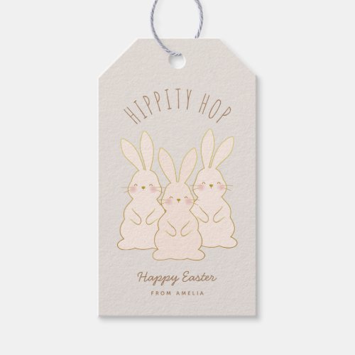 Delicate Bunnies Personalized Easter Gift Tag