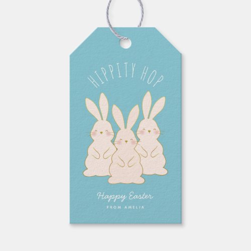 Delicate Bunnies Personalized Easter Gift Tag