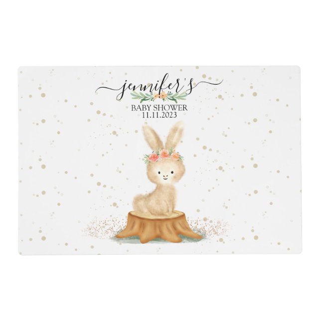 Delicate Bunny Rabbit wildlife baby newborn Placemat (Front)