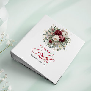 Delicate Burgundy Floral Bridal Shower Memory  3 Ring Binder