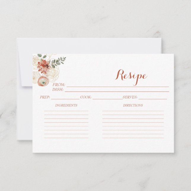 Delicate burgundy pink gold Recipe Cards  (Front)