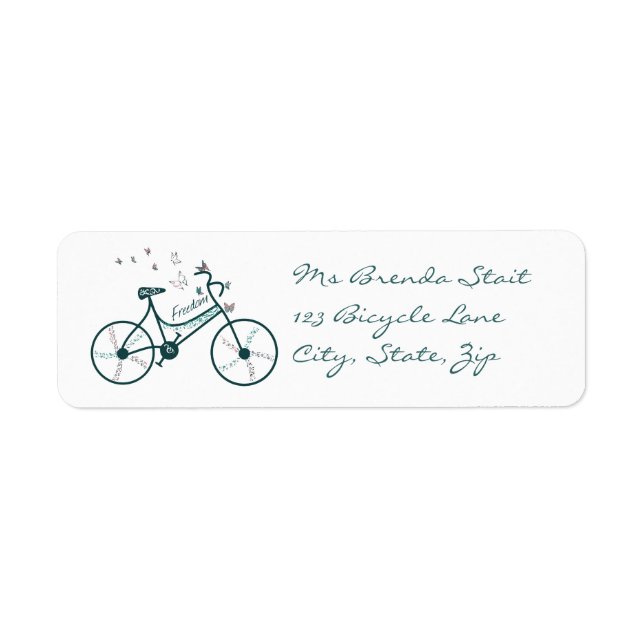 Delicate Butterflies Flowers and Freedom Bike fans Label (Front)