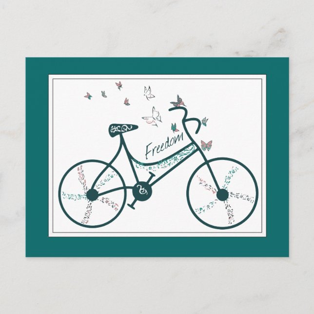 Delicate Butterflies Flowers and Freedom Bike fans Postcard (Front)