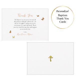 Delicate Butterflies Orthodox Christian Baptism Thank You Card