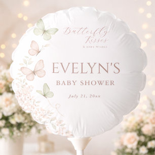 Delicate Butterfly Kisses Girl Baby Shower Balloon