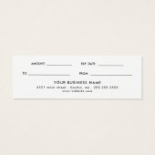 Delicate Calligraphy Black & White Gift Card (Back)