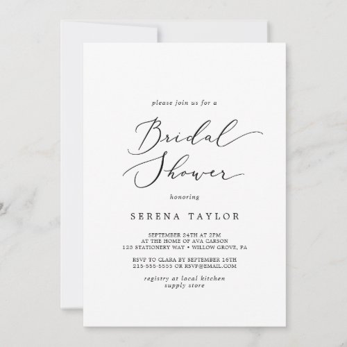 Delicate Calligraphy Bridal Shower Invitation