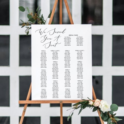 Delicate Calligraphy Bridal Table Seating Chart Foam Board