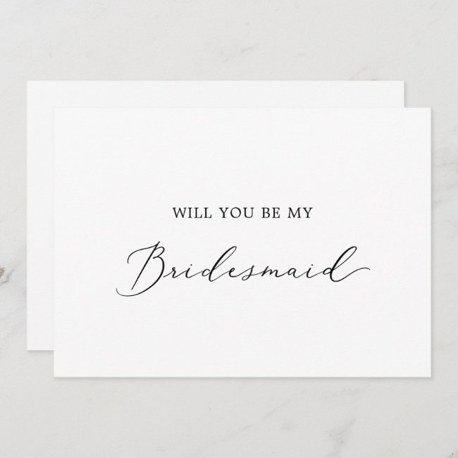 Delicate Calligraphy Bridesmaid Proposal Card