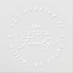 Delicate Calligraphy Family Name Circular Address Embosser<br><div class="desc">This delicate calligraphy family name circular address embosser is perfect for modern Christmas or holiday cards. The romantic minimalist design features lovely and elegant black typography with a clean and simple look.</div>