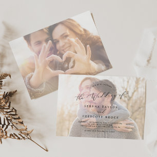 Delicate Calligraphy   Horizontal Photo Wedding In Invitation