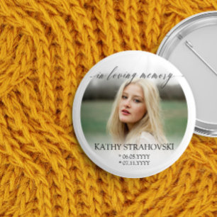 Delicate Calligraphy In Loving Memory Photo Button
