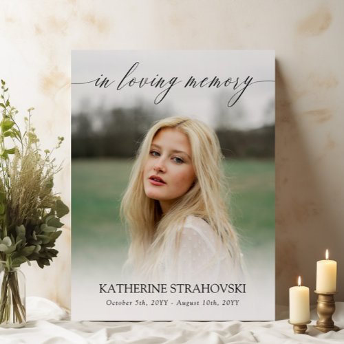 Delicate Calligraphy In Loving Memory With Photo Foam Board