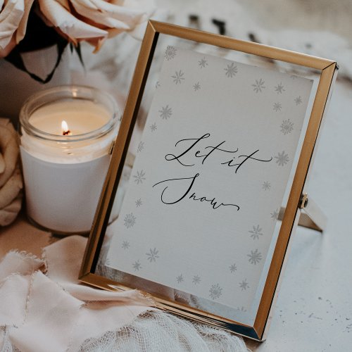 Delicate Calligraphy Let It Snow Snowflake Sign Invitation