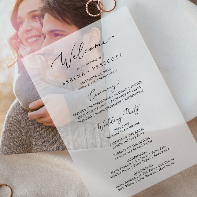 Delicate Calligraphy Luxury Vellum Wedding Program (Delicate Calligraphy Luxury Vellum Wedding Program)