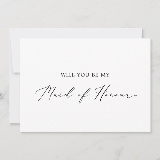 Delicate Calligraphy Maid of Honour Proposal Card (Front)
