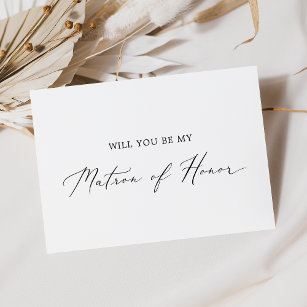Delicate Calligraphy Matron of Honor Proposal Card