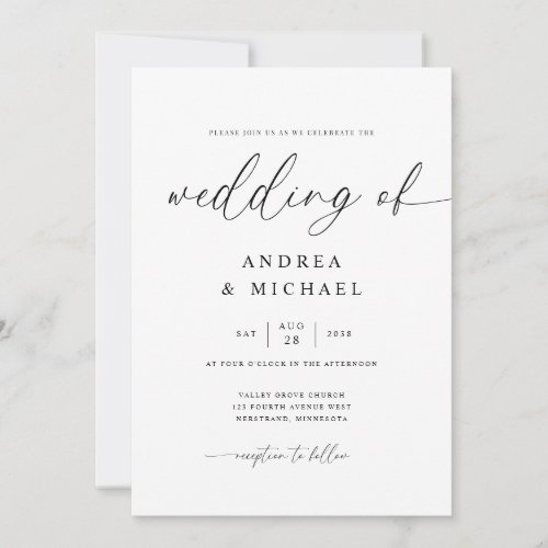 Delicate Calligraphy Modern All in One Wedding Invitation
