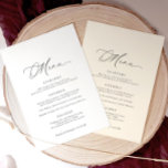 Delicate Calligraphy Modern Romantic Wedding Menu<br><div class="desc">This 5x7 wedding menu features elegant hand-drawn calligraphy and a clean layout,  with extra space at the top—perfect for attaching custom guest name tags. A beautiful way to personalize each place setting while showcasing your meal.</div>