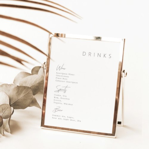 Delicate Calligraphy Modern Signature Drinks Sign
