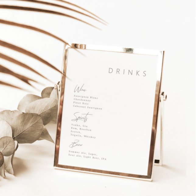 Delicate Calligraphy Modern Signature Drinks Sign (Creator Uploaded)
