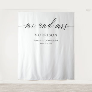 Delicate Calligraphy Mr and Mrs Wedding Backdrop