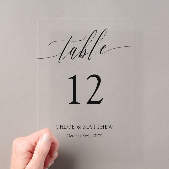 Delicate Calligraphy - Names & Wedding Date Acrylic Invitations (Insitu (Handheld))
