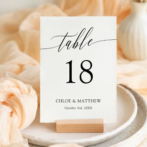 Delicate Calligraphy Names  Wedding Date Table 