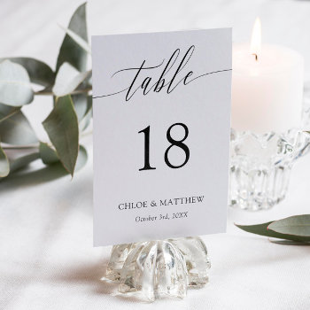 Delicate Calligraphy - Names & Wedding Date Table Number by Paperpaperpaper at Zazzle