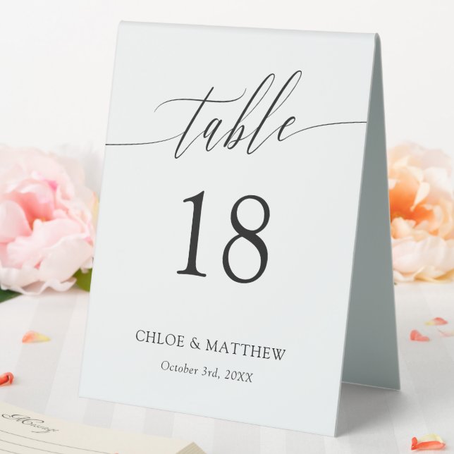 Delicate Calligraphy - Names & Wedding Date Table Tent (In SItu (Wedding))