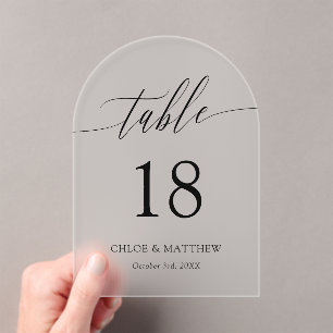 Delicate Calligraphy Names Wedding Table Number