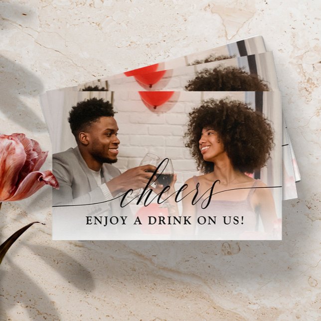 Delicate Calligraphy Photo Wedding Drink Ticket (Creator Uploaded)