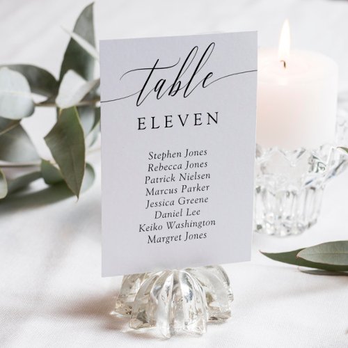 Delicate Calligraphy Table Number Guest Names