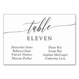 Delicate Calligraphy Table Number Guest Names
