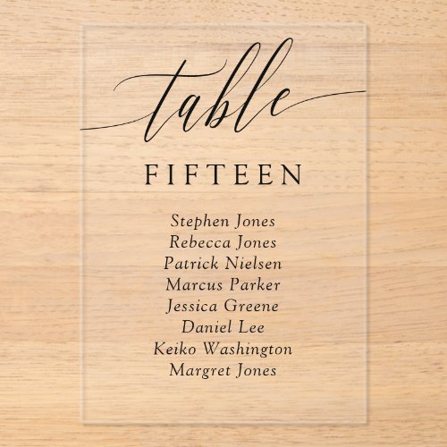 Delicate Calligraphy Table Seating Card Acrylic Invitations