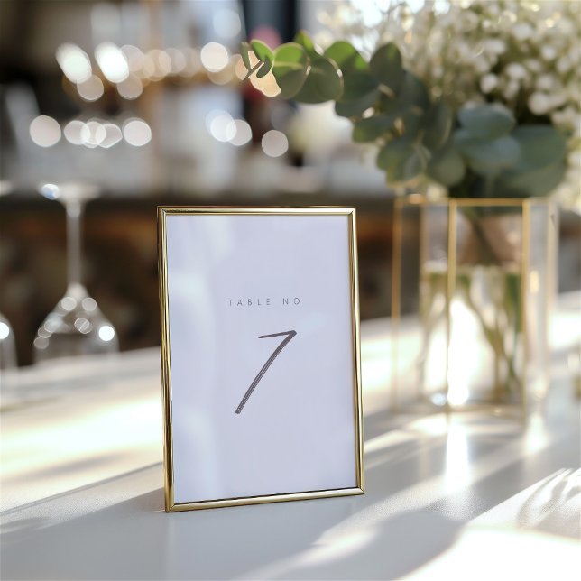 Delicate Calligraphy Table Seven Table Number (Simple Minimalist Elegant Table Number)