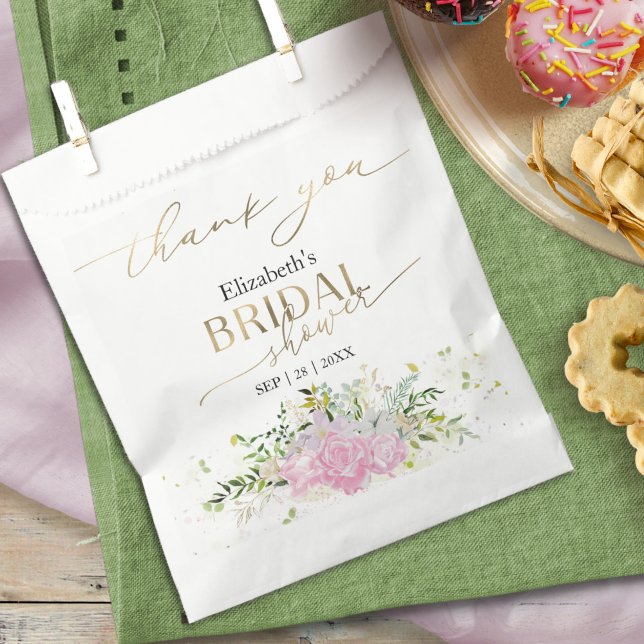 Delicate Calligraphy | Thank You Bridal Shower Favor Bag (Creator Uploaded)
