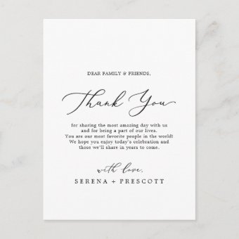 Delicate Calligraphy Thank You Reception Card | Zazzle