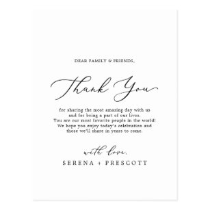 Delicate Calligraphy Thank You Reception Card Zazzle Com