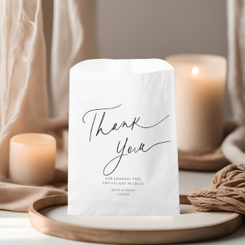 Delicate Calligraphy Thank You Wedding Favor Bag by CrispinStore at Zazzle
