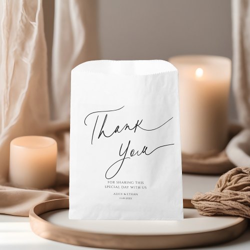 Delicate Calligraphy Thank You Wedding Favor Bag