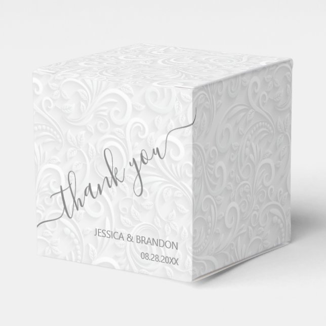 Delicate Calligraphy Thank You Wedding Favor Boxes (Front Side)